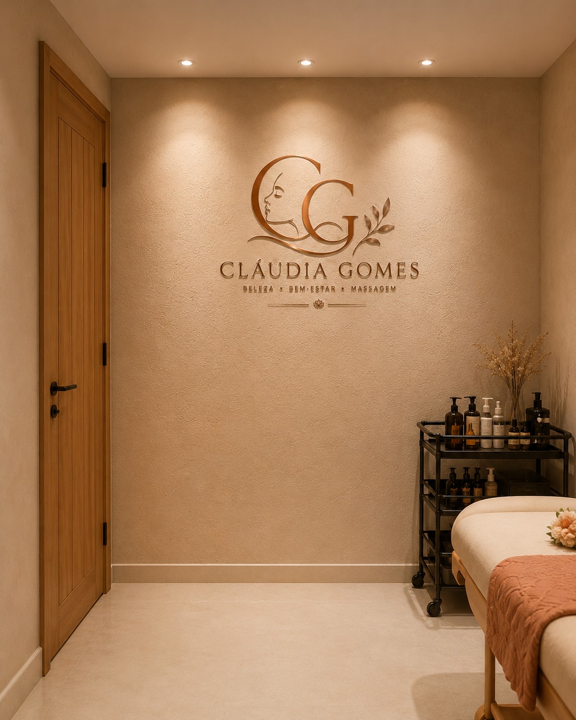 Ambiente Cláudia Gomes com logomarca em destaque